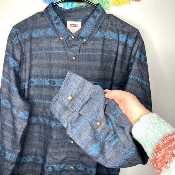 Men’s Levi’s Aztec California Baja Cali Printed Button Up Casual Top Shirt Large - Picture 5 of 11